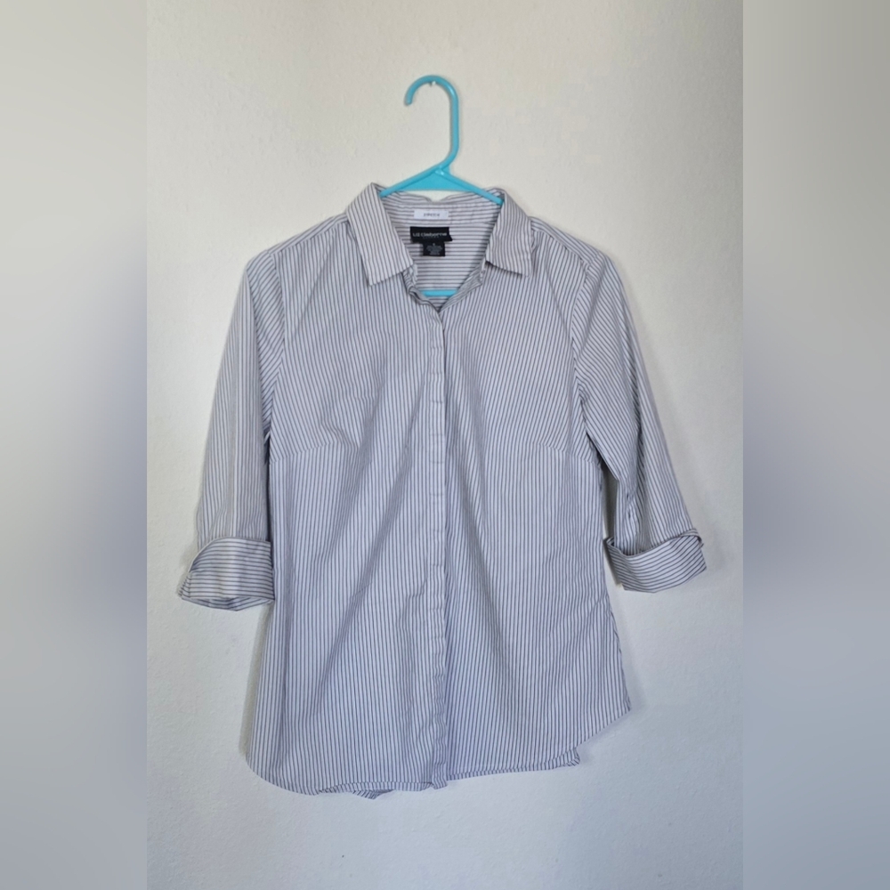 Liz Claiborne Career Striped Stretch Office Business Casual Top Size Small